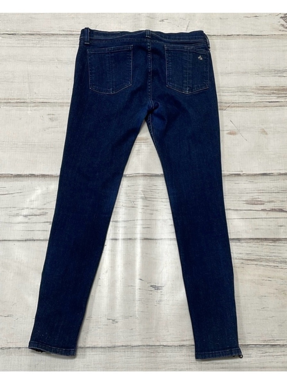 rag & bone Dark Blue Skinny Jeans with Zip Accents - Picture 4 of 6